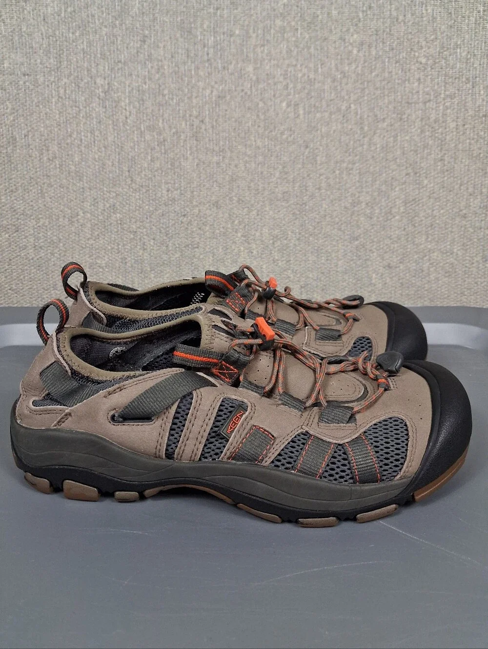 KEEN McKenzie Shoes Mens Size 10 Brindle Mandarin Red Hybrid Water Hiking Trail